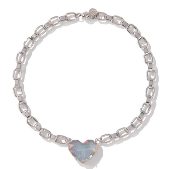 New in Bag By Alexa Rae Summer Love Silver Grey Heart Necklace - Picture 2 of 6